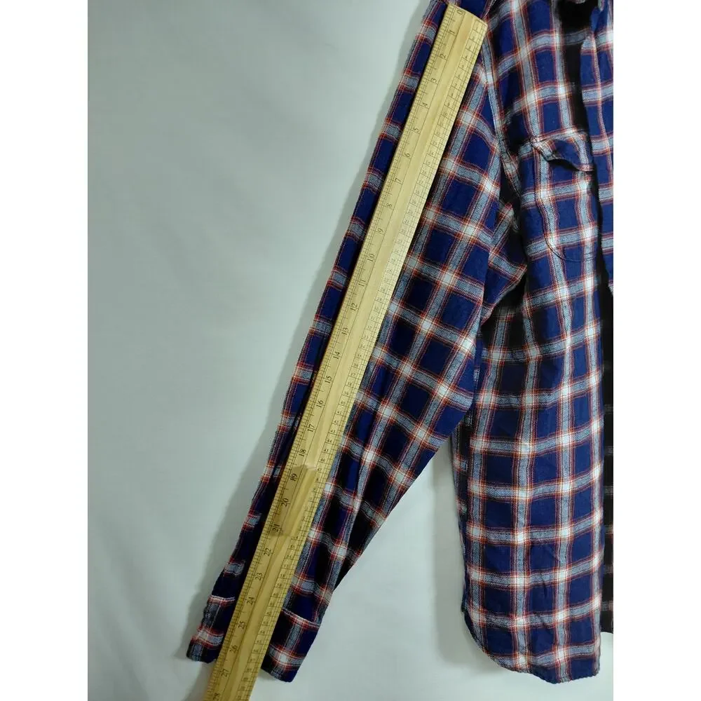 J.Crew Sign Blue Plaid Button-Up Shirt Men Size XL